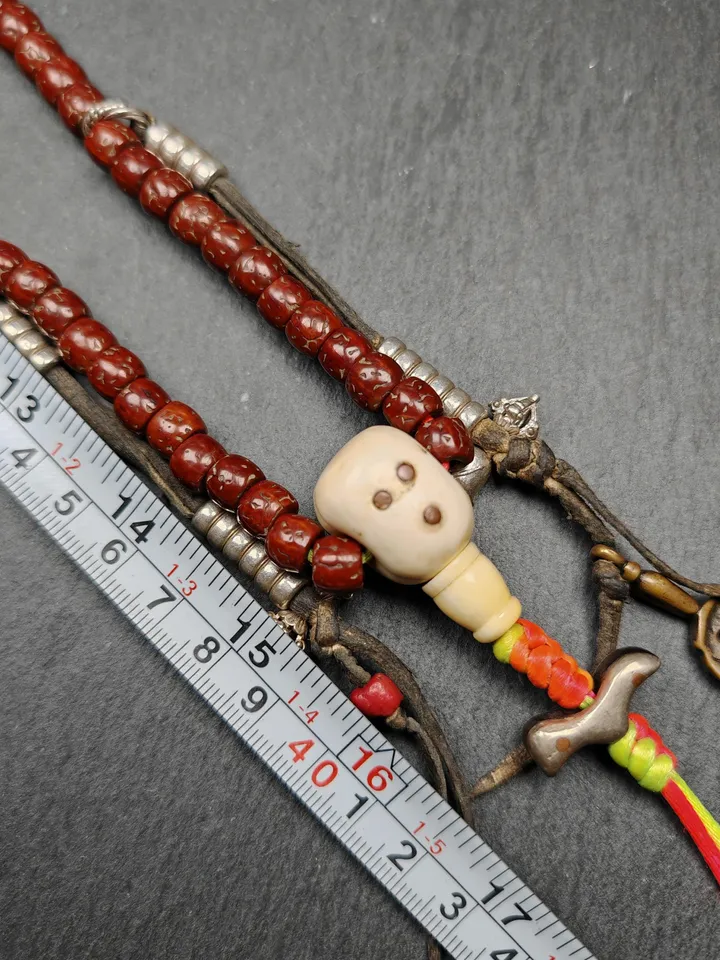 Authentic Tibetan Rudraksha Mala Necklace,Old 8mm 108  Prayer Beads,with Unique Mix of Treasures,Tibetan  Rosary,Spiritual Gift