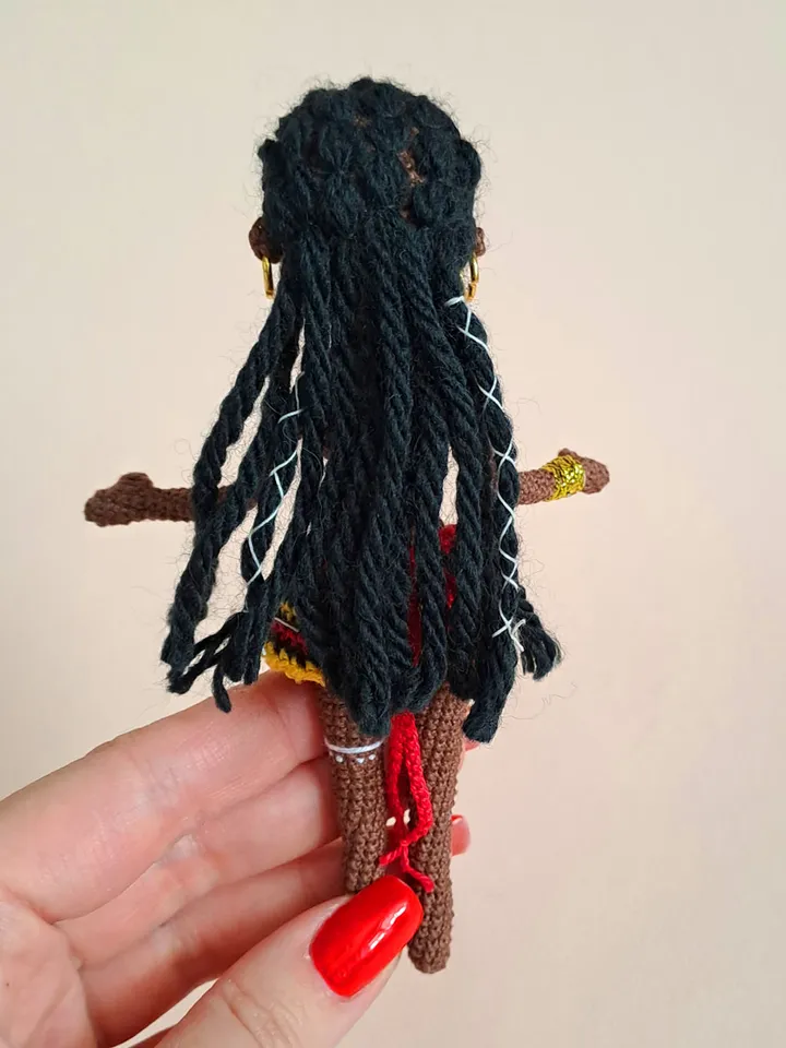 Crochet African doll, Handmade Doll. National African doll. miniature Black crochet doll