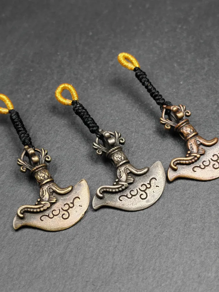 Delicate Small Kartika Amulet (Knife of the dakinis),Gandhanra Antique Tibetan Buddhism Protective Charm Pendant,31×27mm