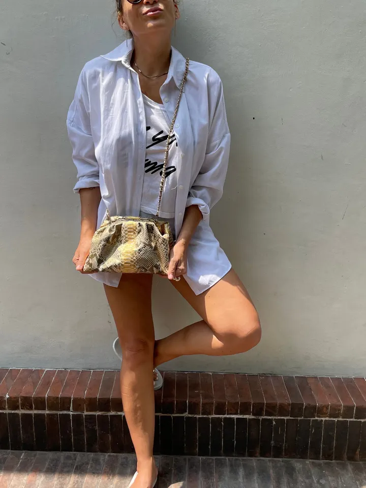 Genuine python skin gold pouch bag | exotic leather bags | small size soft clutch | snake designer bag | gift for her | classy purse