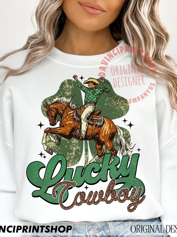 Western St Patrick’s Day png, Cowgirl Western png, Lucky Shamrock png, St Patrick’s png, Western png, Lucky Western png, Lucky png design