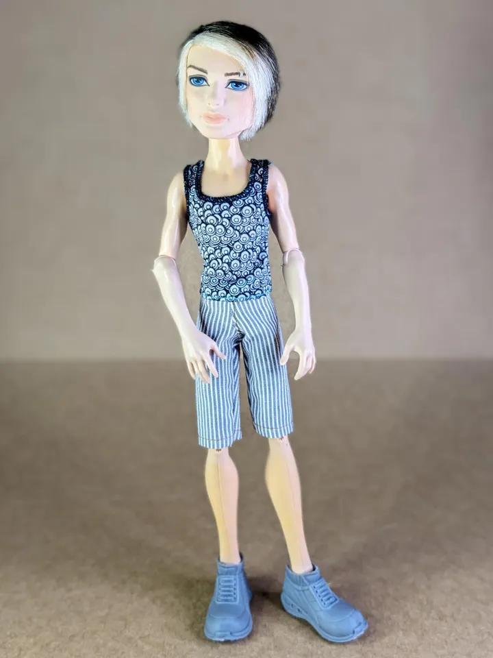 Handmade striped cotton shorts for 1/6 scale boy dolls