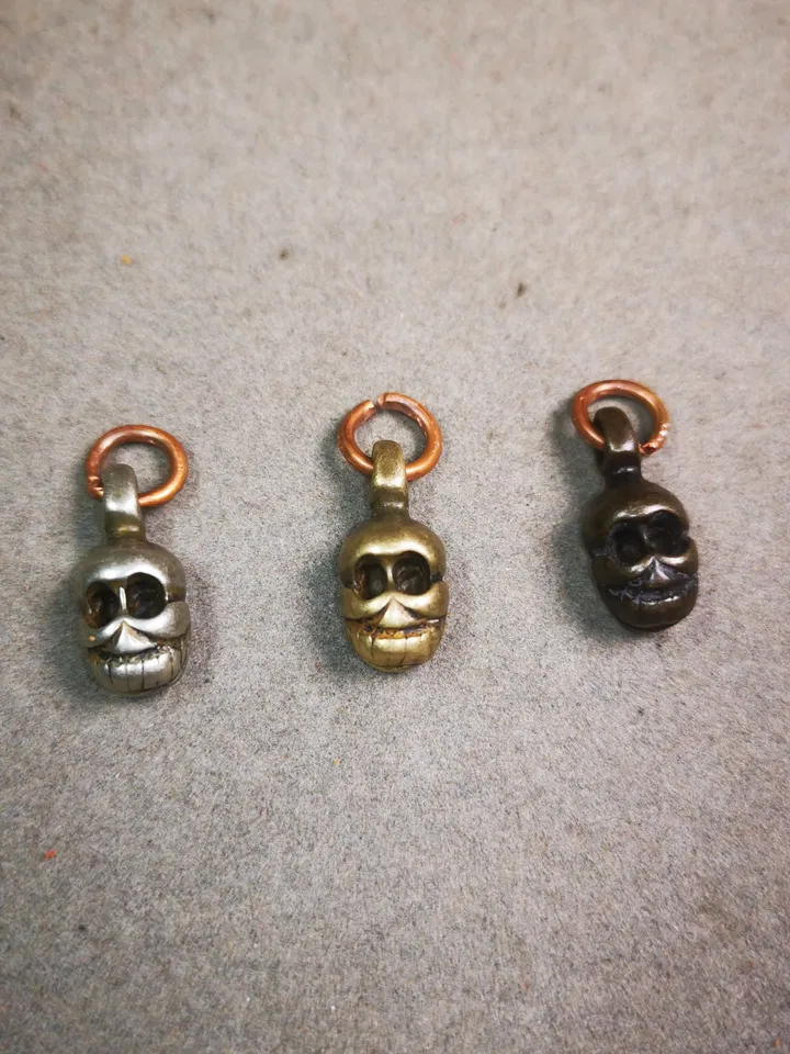 Gandhanra Handmade Tibetan Mala Pendant,Skull Citipati Amulet for Prayer Beads,Bag Hanging,0.8" × 0.3"