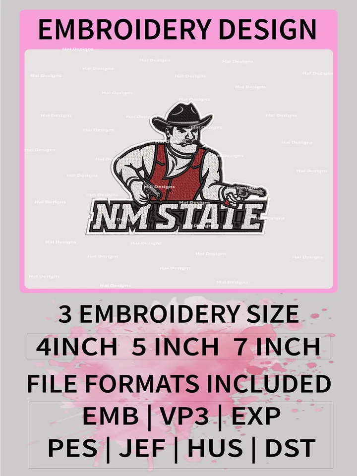 NCAA New Mexico State Aggies Embroidery File, 3 Sizes, 6 Formats, NCAA Machine Embroidery Design, NCAA Logo, NCAA Teams