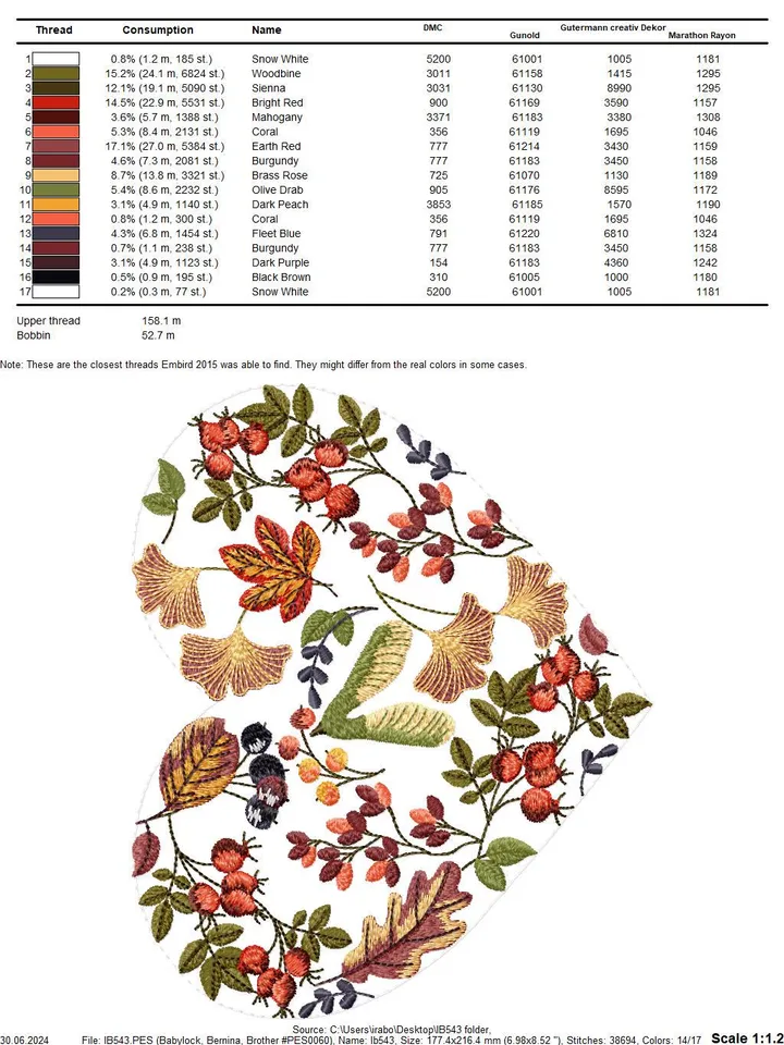Machine embroidery design "Heart of Autumn"