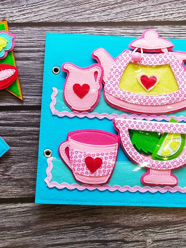 Cooking  Quiet book Pattern pdf, Kitchen Felt book pattern svg, Soft sensory book template, Busy book sewing ideas for girl 2, 3, 4 year old