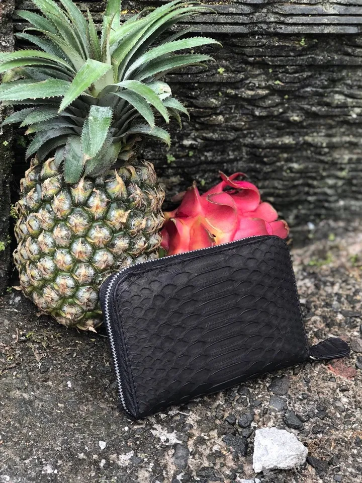 Genuine python skin black wallet | Small wallet | Exotic leather wallet | Women wallet | Snake trendy Wallet | Snakeskin designer wallet