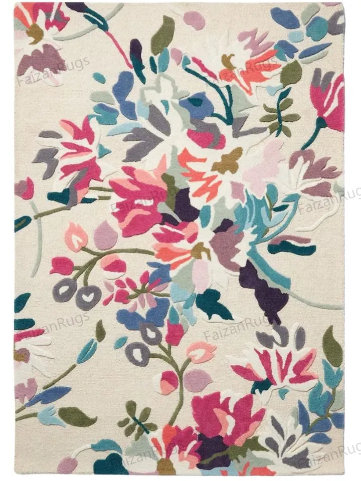 8x10 Floral Rugs Hand Tufted Hand Woven with High Low Piles in All Regular Size 5x8, 6x9, 8x10, 9x12, Stunning Multi Color in Floral Design
