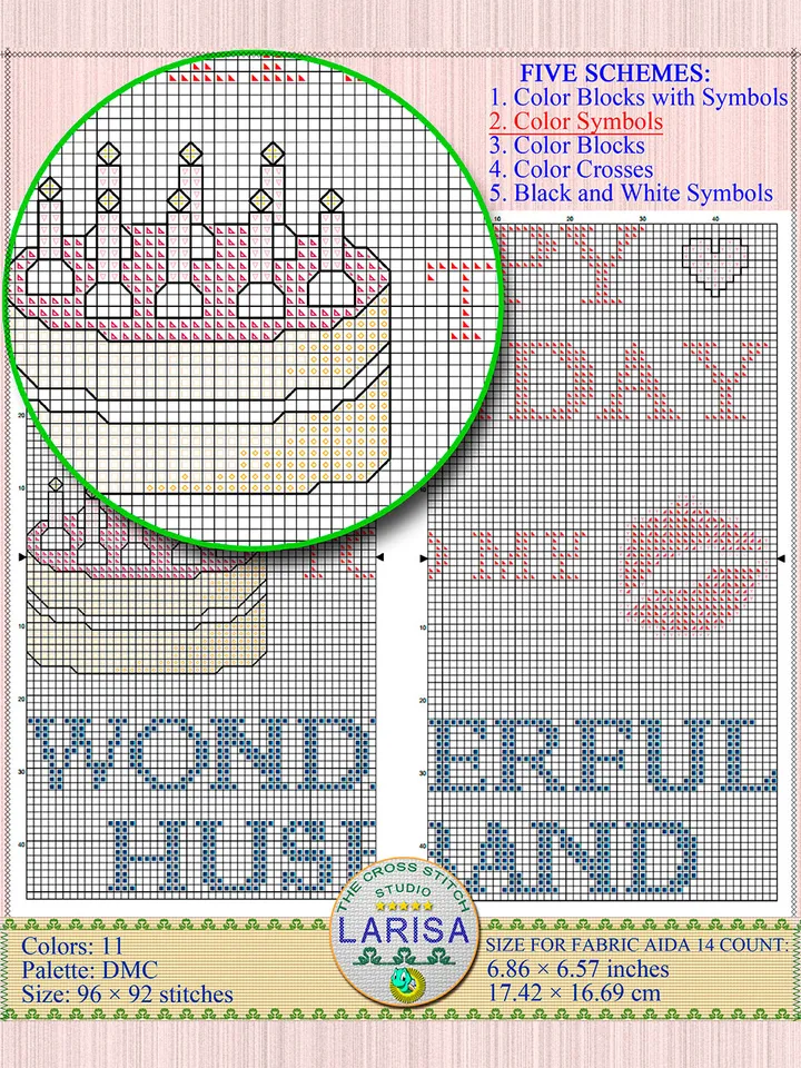 Happy Birthday To My Wonderful Husband Cross Stitch Pattern
