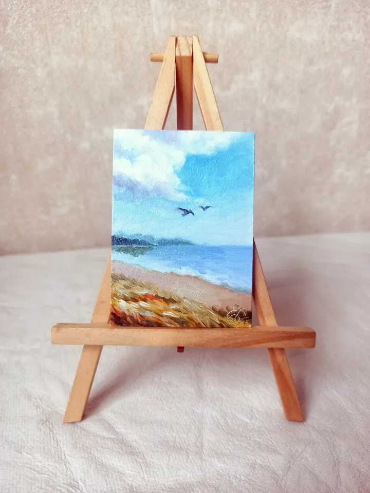 Original oil painting ACEO, Seascape, Collection card 2,5x3,5 in