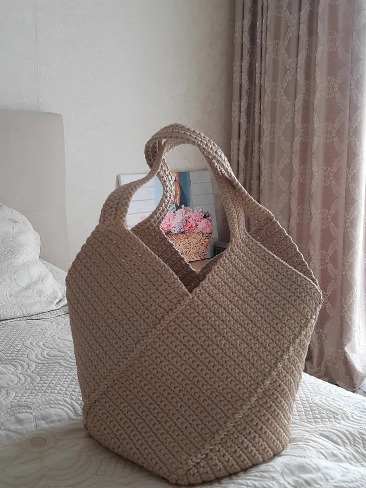 Crochet Tote Bag Pattern , Large summer Beach Bag , Reusable Grocery Bag , Aesthetic Bag, gift for mom DIY , Shopping Bag