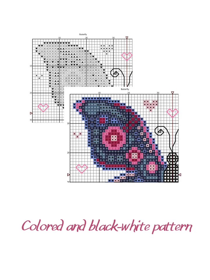 Cross stitch pattern Butterfly, cross stitch chart PDF