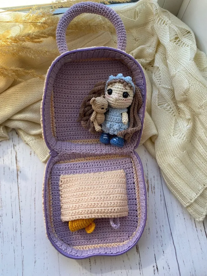 PDF pattern Doll in a Rainbow, Amigurumi pattern crocheted doll with hair, Amigurumi Rainbow Pattern, Crochet Teddy Bear Pattern