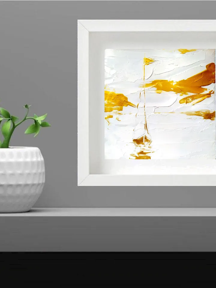 Original Abstract Painting boat Painting Original Art 3D Texture Art GOLD Texture Art Abstract Painting minimal painting by ArtProkopaloSv