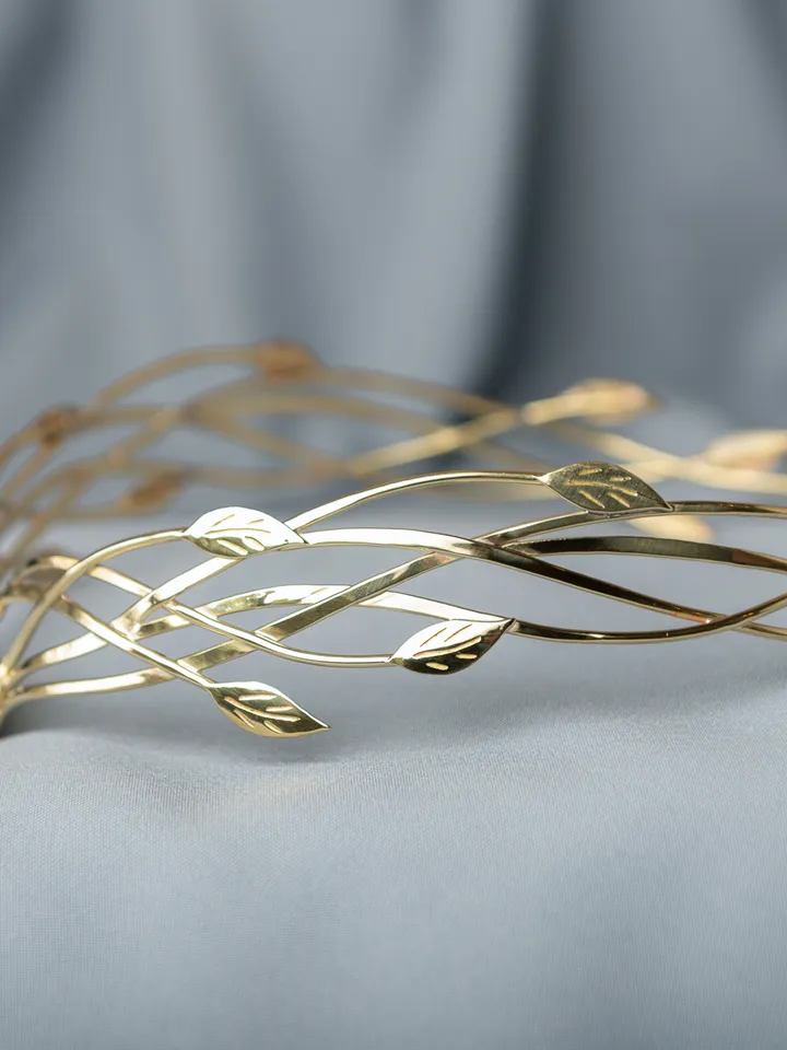 Tiara for wood nymph from branches and leaves Crown of Forest dryad Silver diadem, fantasy fairy elven Princess Palurien