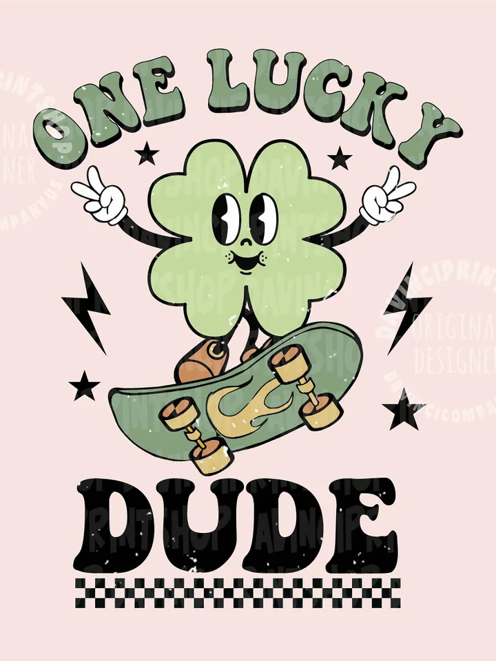 One Lucky Dude PNG, St Patricks Day, Retro png, Boy png, Boy Sublimation, Kids Sublimation, Lucky Sublimation, Sublimation Designs, png file