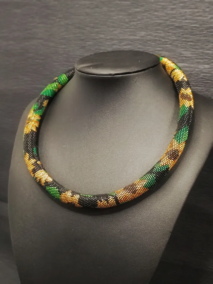 Sunflowers Beaded Statement Necklace, Elegant Handmade Necklace for Woman, Festive Original Necklace