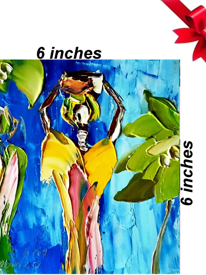 African  Painting women Original Art Signed oil painting Christmas Gifts African women Wall Art Small Impasto Oil Painting by ArtProkopaloSv