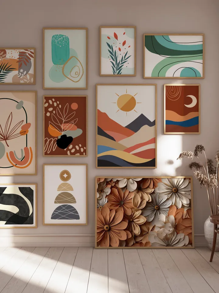 Boho Wall Collage Mega Bundle, Set of 1250+ Prints, Mid Century Art Prints, Abstract Poster Set, Printable Home Decor, Digital Download