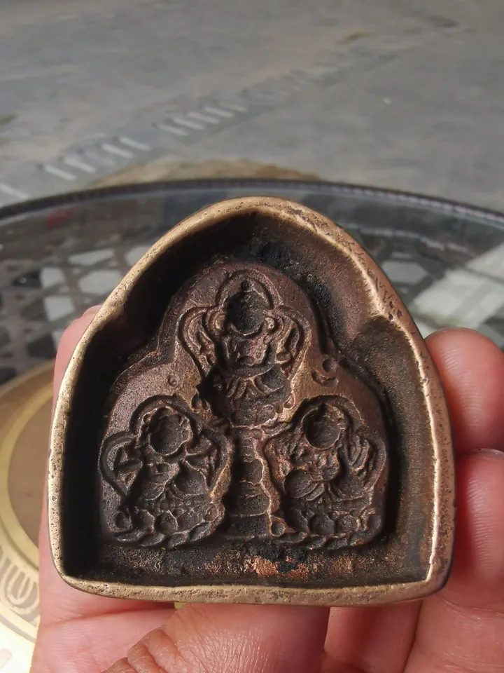 Gandhanra Vintage Tibetan Buddha Statue Tsa Tsa Mold, Three Long-life Deities, DIY Tsha Tsha Statue