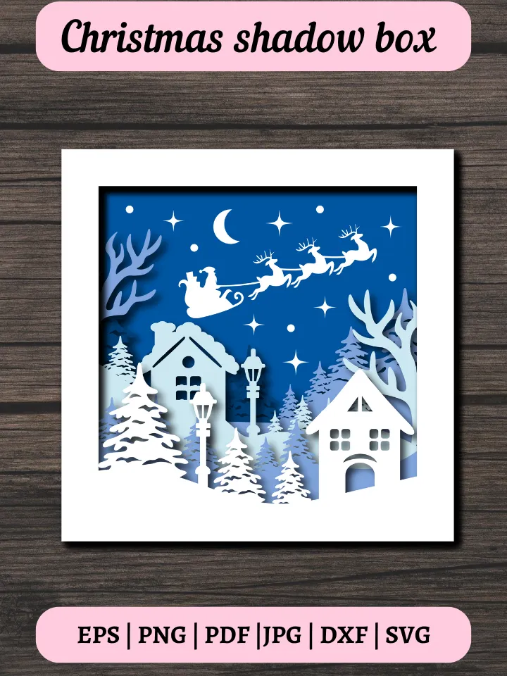 Christmas 3D Shadow Box svg, Winter Layered Papercut, Digital file