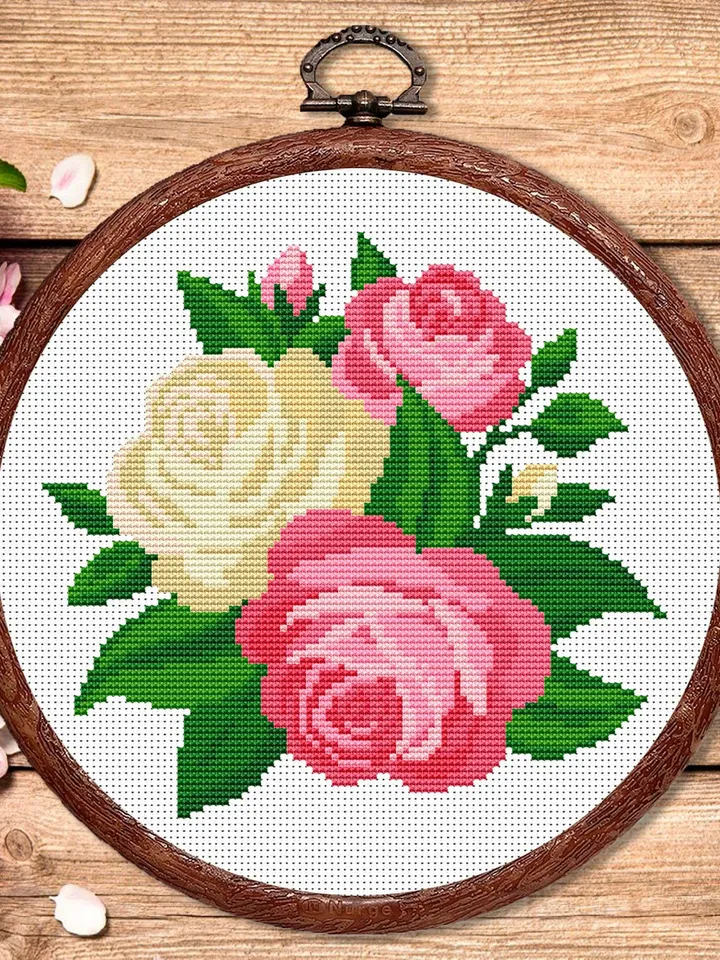 Roses Cross Stitch Pattern, Flower Cross Stitch Pattern, Embroidery Rose, Flower xStitch, Potted Flowers Cross Stitch Pattern #flw008