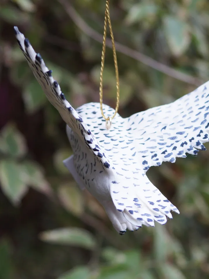 Polar Owl spun cotton Christmas ornament
