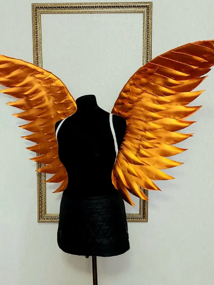 Bronze Wings Costume, Angel wings, phoenix wings, wings of fire, Sexy cosplay, fire bird, Gold Adult wings