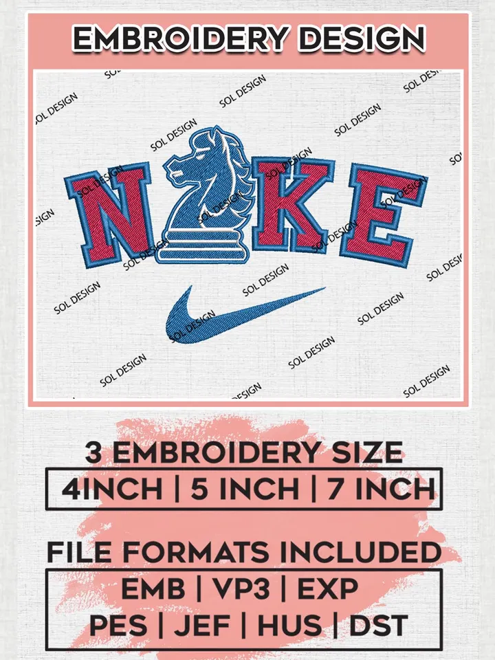 Nike Fairleigh Dickinson Knights Machine Embroidery Design, NCAA Fairleigh Dickinson Knights Embroidery Design files, NCAA Logo Embroidery Designs, NCAA Machine Embroidery Designs, Digital Download