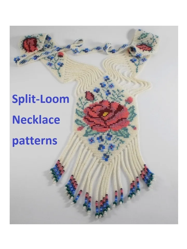 Bead loom patterns, schemes for a Gerdan-Split-Loom Necklace, Beading Loom only Pattern, Instant Download, PDF
