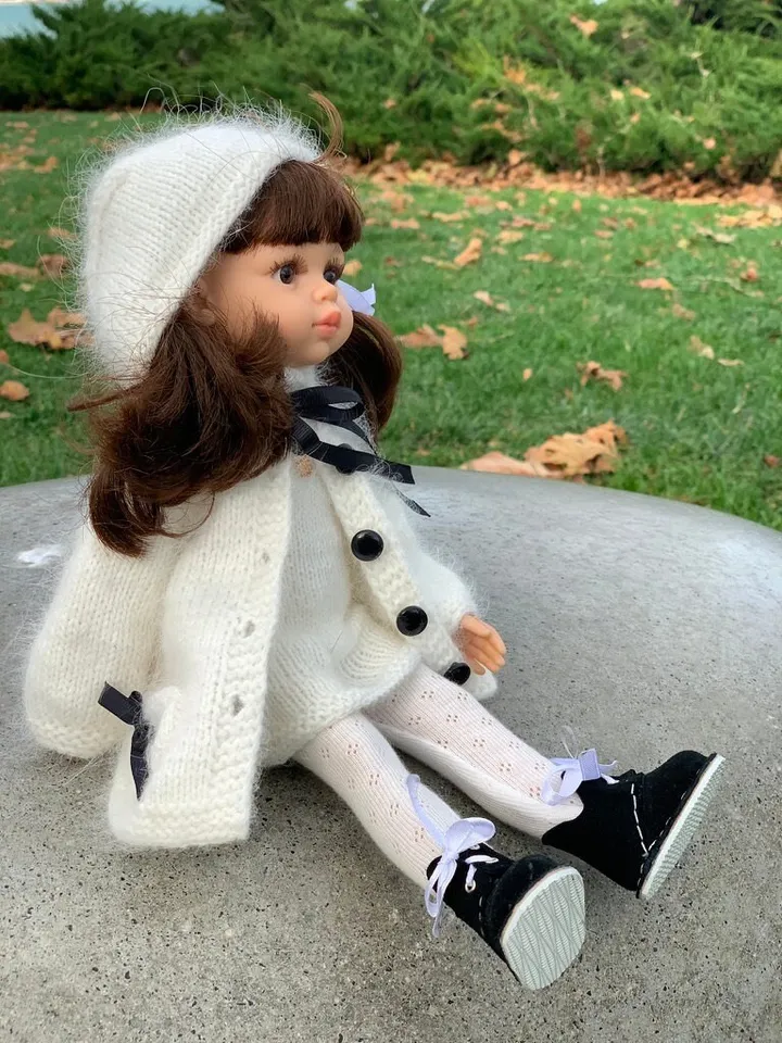 Winter Coat for Paola Reina doll KNIT PATTERN / Coat for Boneka 12-13 inch doll, Ruby Red Siblies, Les Cheries 32 cm PDF eng