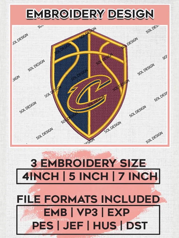 NBA Cleveland Cavaliers Embroidery Designs, NBA Cavaliers Logo Embroidery Files, NBA Machine Embroidery Files, Instant Download, Digital Download