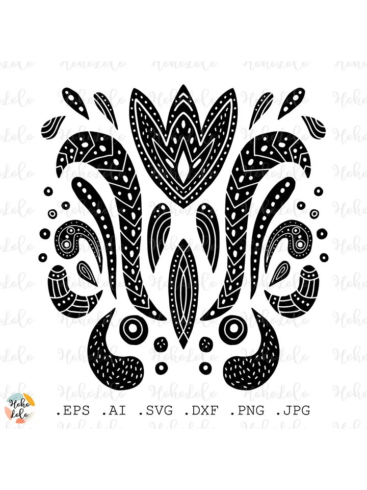 Scandi Flower Svg, Linocut Flower Svg, Flower Clipart Png, Linocut Flower Silhouette, Scandi Flower Stencil Template Dxf, Scandi Flower Vector Image
