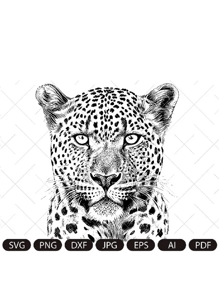 Leopard head/ Cut files for Cricut/ Clip Art silhouette (eps, svg, pdf, png, dxf, jpeg).