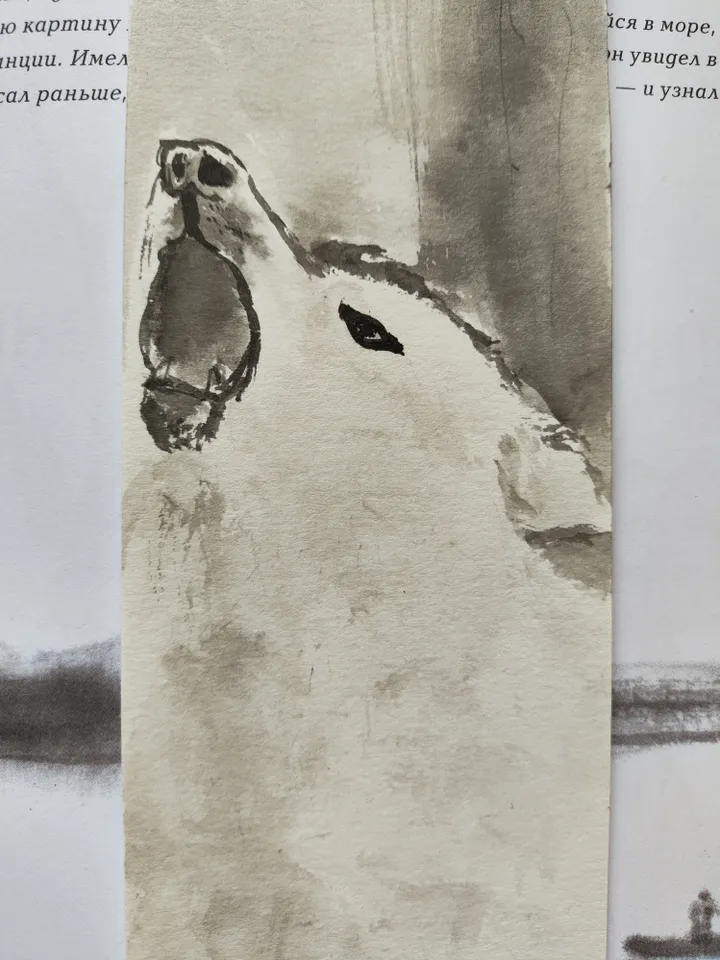 Handpainted bookmark.Original art.Wolf
