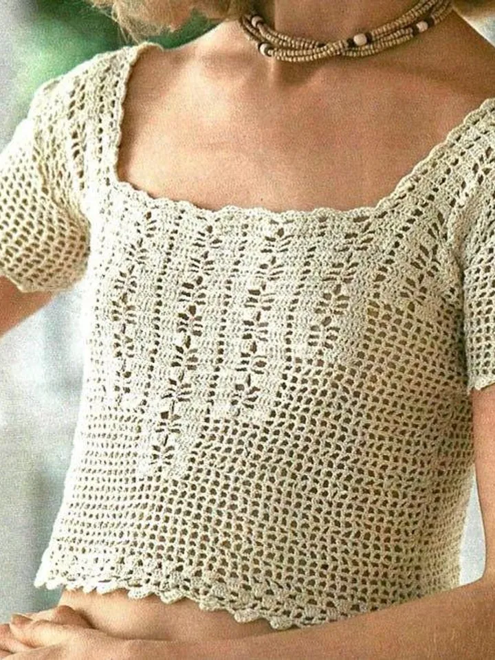 Top crochet pattern, top short sleeve, easy crochet pattern top, summer top Pattern pdf instant download