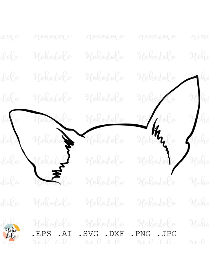 Chihuahua Ears Svg, Chihuahua Ears Cricut, Chihuahua Ears Stencil Templates Dxf