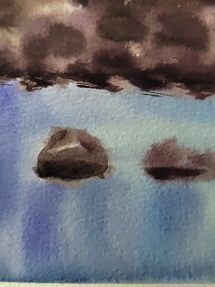 Coast Villa Painting Sunset Frejus Artwork Seascape in Watercolor Original Watercolor Painting 8.27x11.69 in by SoftWaves