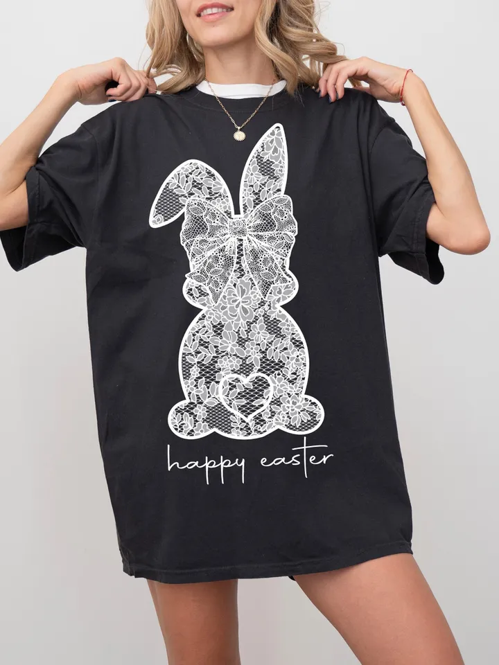 White Lace Bunny Coquette Bow PNG, Easter png, Lace Bow Bunny Png, Happy Easter Png, Spring png, Lace Easter Coquette Png, Faux Embroidery