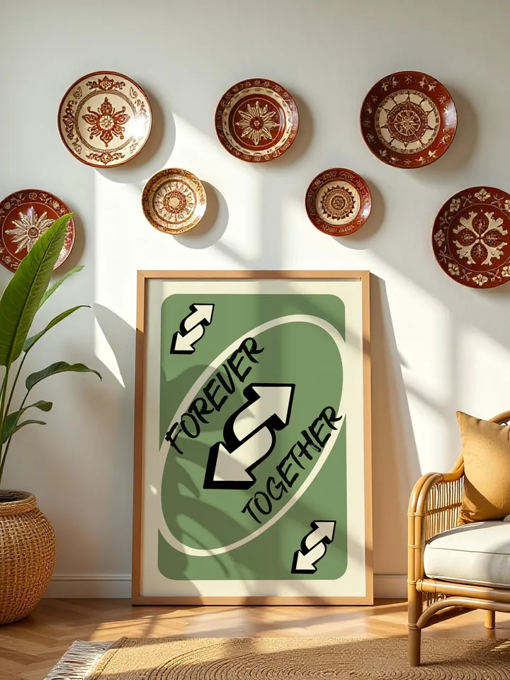 Forever Together play Reverse Card Wall Art Funny Meme Poster Digital Download Green Black Typography Pop Culture Print Game Room Meme Decor