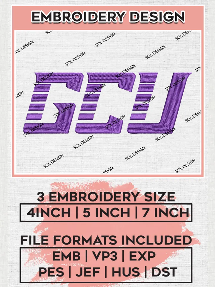 NCAA GCU Lopes Football Team Logo Embroidery Design Files, NCAA Grand Canyon Lopes Machine Embroidery, NCAA Teams, Game Day, 3 sizes, NCAA Machine embroidery designs, Digital Download
