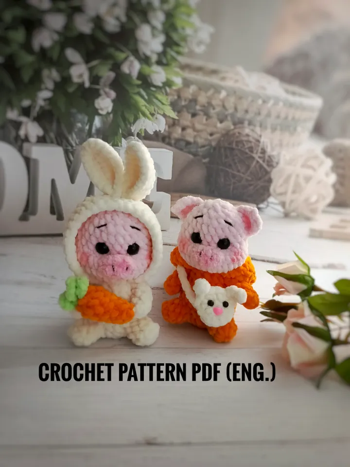 PIG CROCHET PATTERN - Amigurumi piggy plush pattern - Stuffed farm Animal toy - Easy to follow English Pdf tutorial