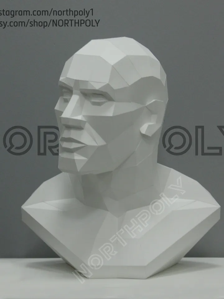 Male Bust Papercraft, Digital Template, PDF Download, Gurko, 3D Low Poly, Pepakura, DIY Origami Sculpture, Paper Decor, DIY Gift