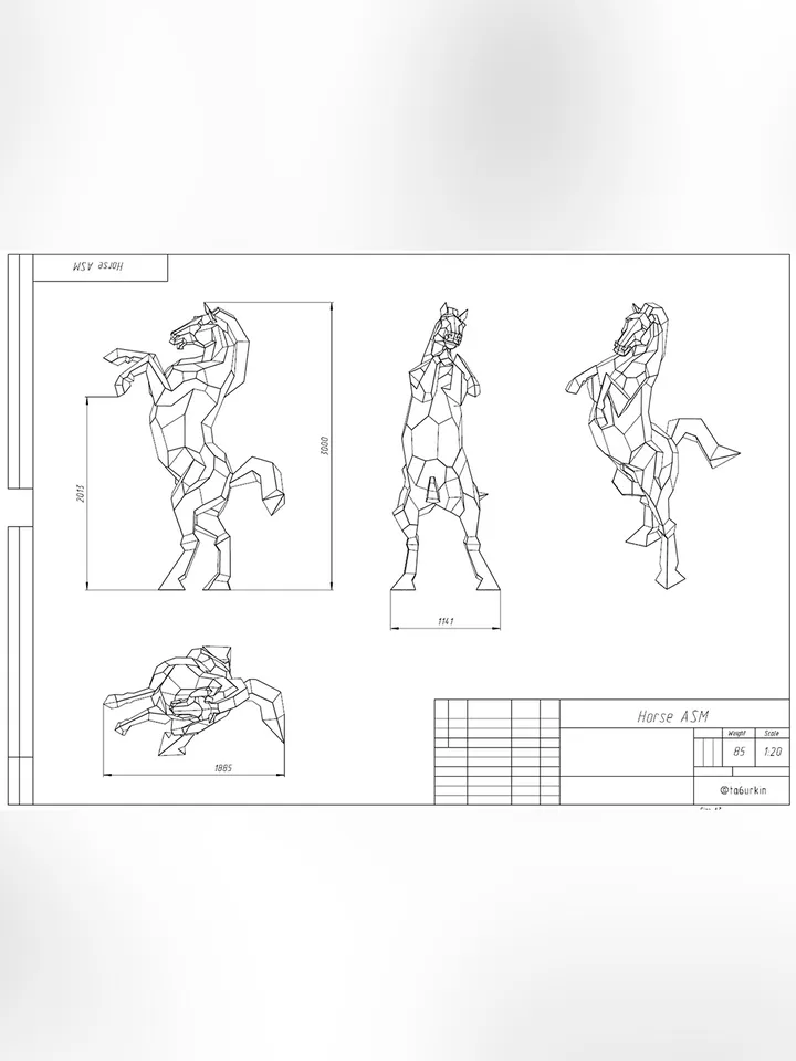 Welding Project Plans Drawings Horse (DXF, PDF)