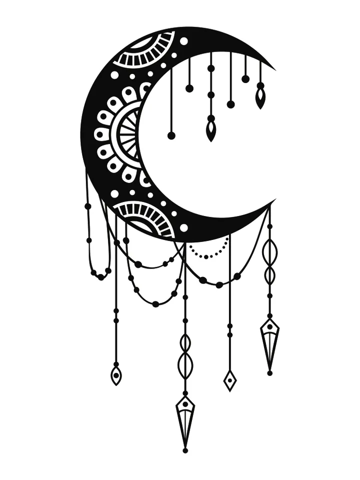 Flower moon svg, Moon Silhouette, Crescent moon svg, Celestial svg, Floral moon phase svg, Dreamcatcher svg