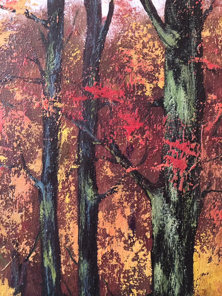 Forest Original Oil Painting Autumn Art Trees Painting