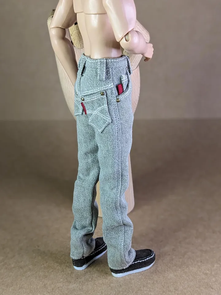 Realistic handmade khaki classic jeans for 13 inch fashion male doll (FR Homme, Poppy Parker)