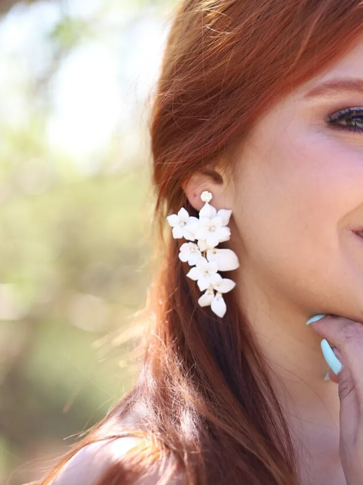 Porcelain Flowers Wedding Earrings