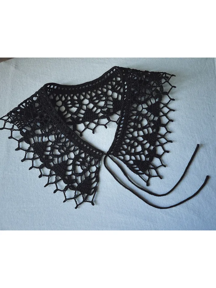 Black handmade lace collar