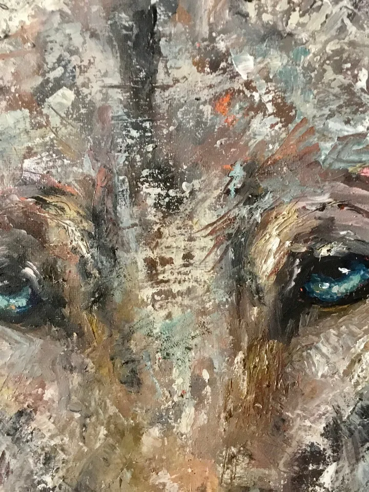 NEW ANIMALS COLLECTION.Wolf original textured oil painting on canvas,wild animals art,kids room decoration,one of a kind ,unique gift.